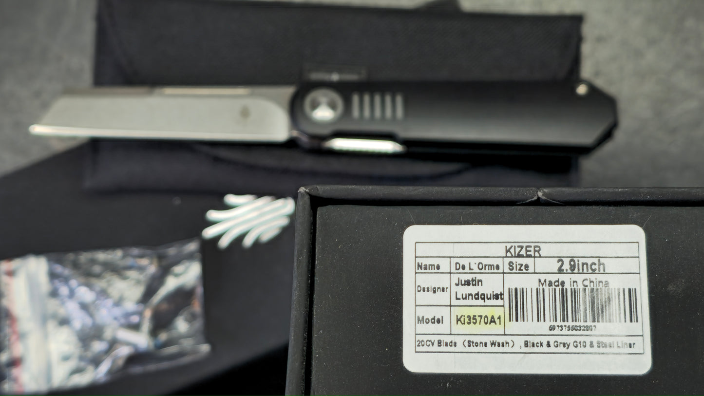 Kizer De L'Orme Black G-10 CPM 20CV Blade