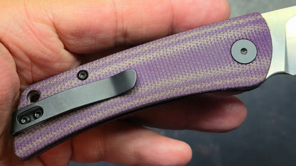 Petrified Fish Flavorist Purple Micarta Handle K110 Blade