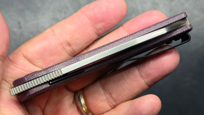 Petrified Fish Flavorist Purple Micarta Handle K110 Blade