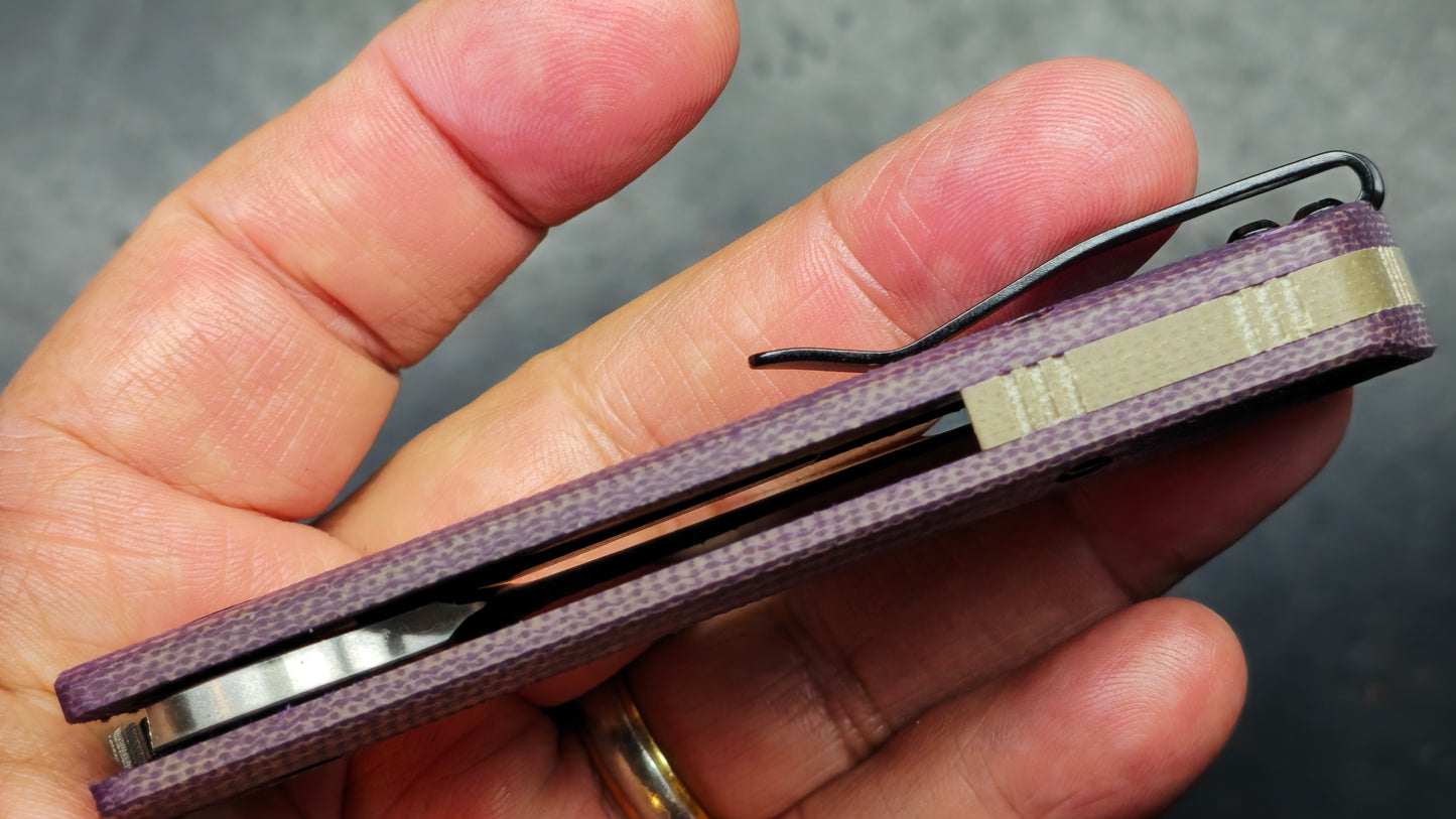 Petrified Fish Flavorist Purple Micarta Handle K110 Blade