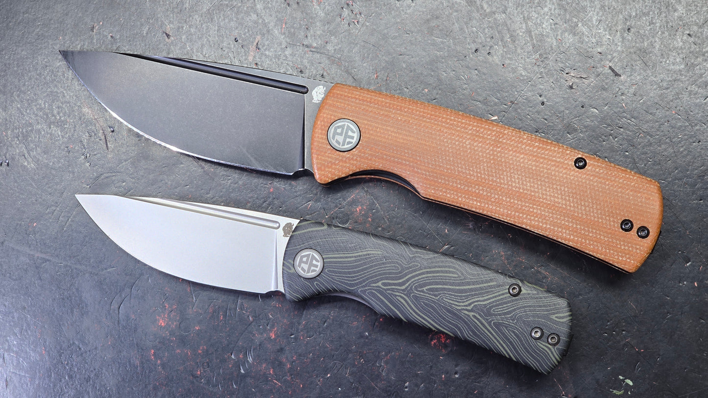 Petrified Fish (Beluga Micarta/K110) & (Mini Beluga Gmascus/14C28N) TWO KNIVES