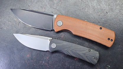 Petrified Fish (Beluga Micarta/K110) & (Mini Beluga Gmascus/14C28N) TWO KNIVES
