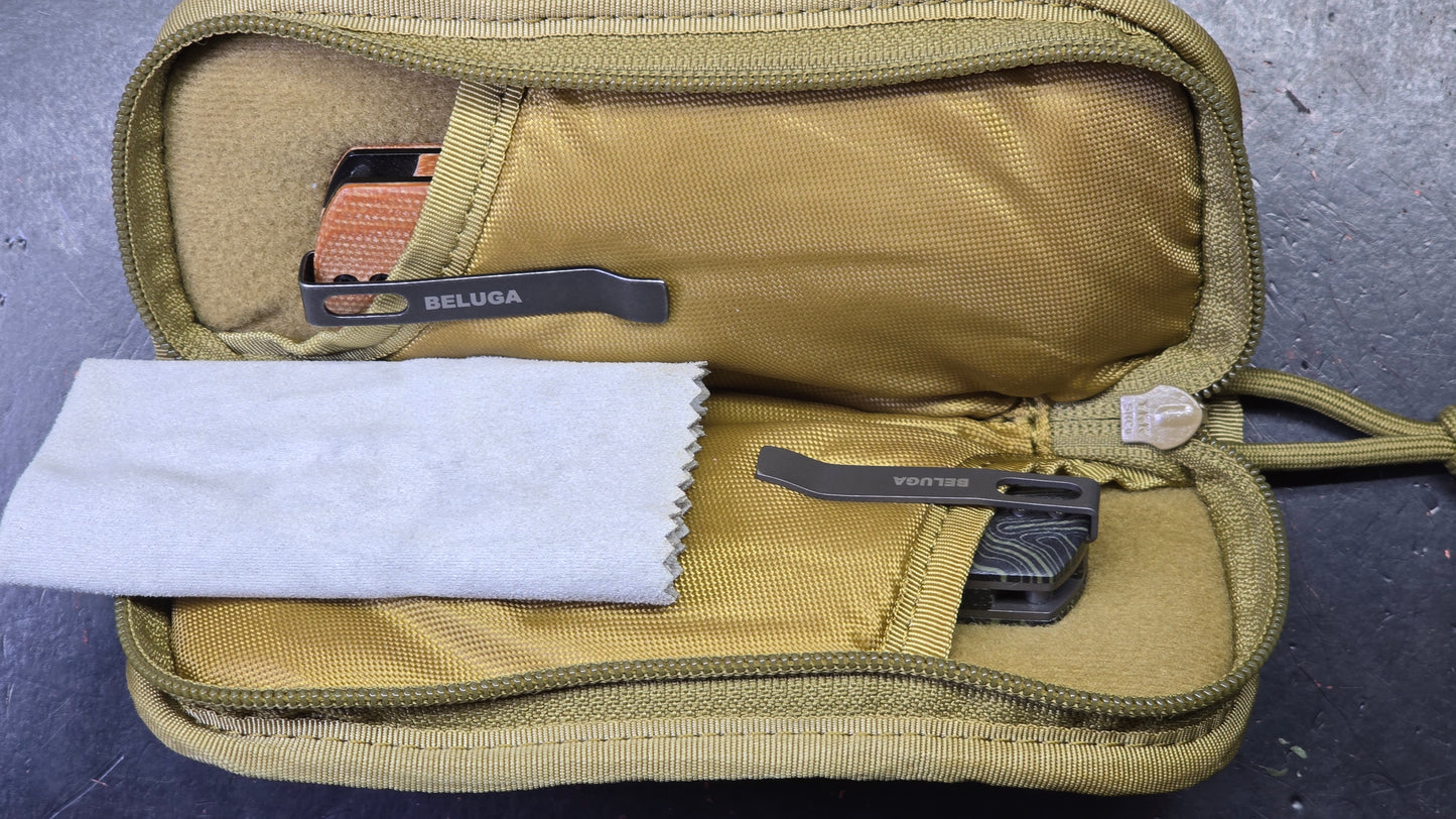 Petrified Fish (Beluga Micarta/K110) & (Mini Beluga Gmascus/14C28N) TWO KNIVES