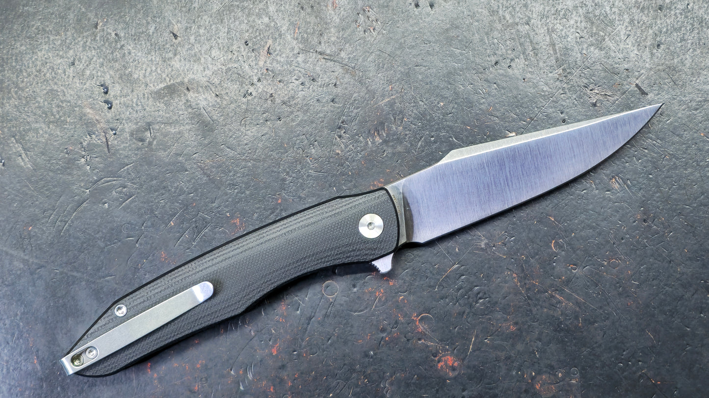 Petrified Fish Twigshark Button Lock G-10 Handle K110 Blade