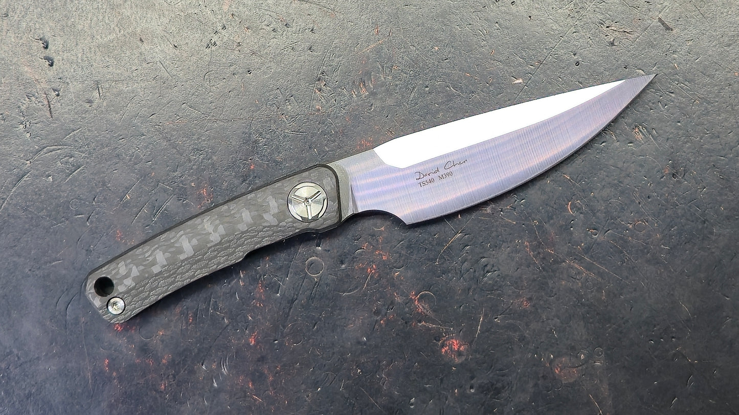 TwoSun TS540 Mini Fixed Blade Carbon Fiber Handle M390 Blade