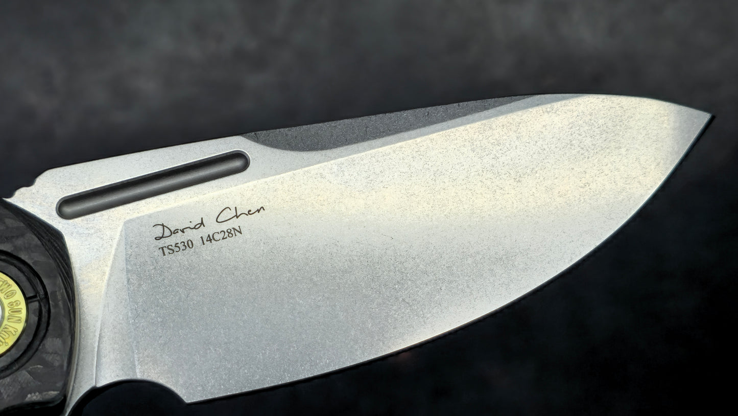 TWOSUN TS530 Titanium/Carbon Fiber Handle 14C28N Blade