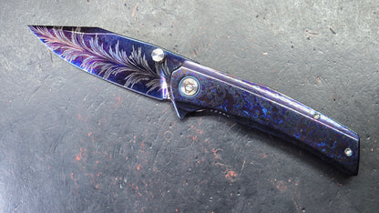 SixLeaf SL-106-Zircuti Zirconium Damascus Handle Damascus Blade