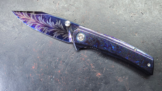 SixLeaf SL-106-Zircuti Zirconium Damascus Handle Damascus Blade