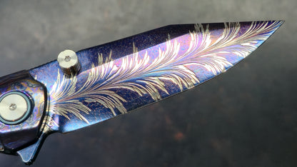 SixLeaf SL-106-Zircuti Zirconium Damascus Handle Damascus Blade