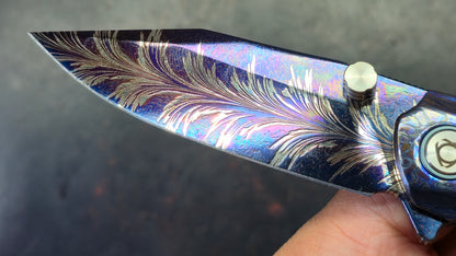 SixLeaf SL-106-Zircuti Zirconium Damascus Handle Damascus Blade