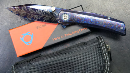 SixLeaf SL-106-Zircuti Zirconium Damascus Handle Damascus Blade