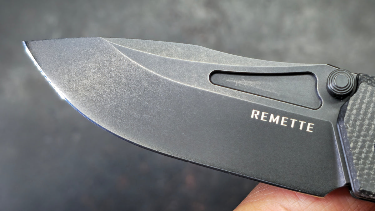 Remette Rhino Button Liner Lock Micarta Handle 14C28N Steel Blade