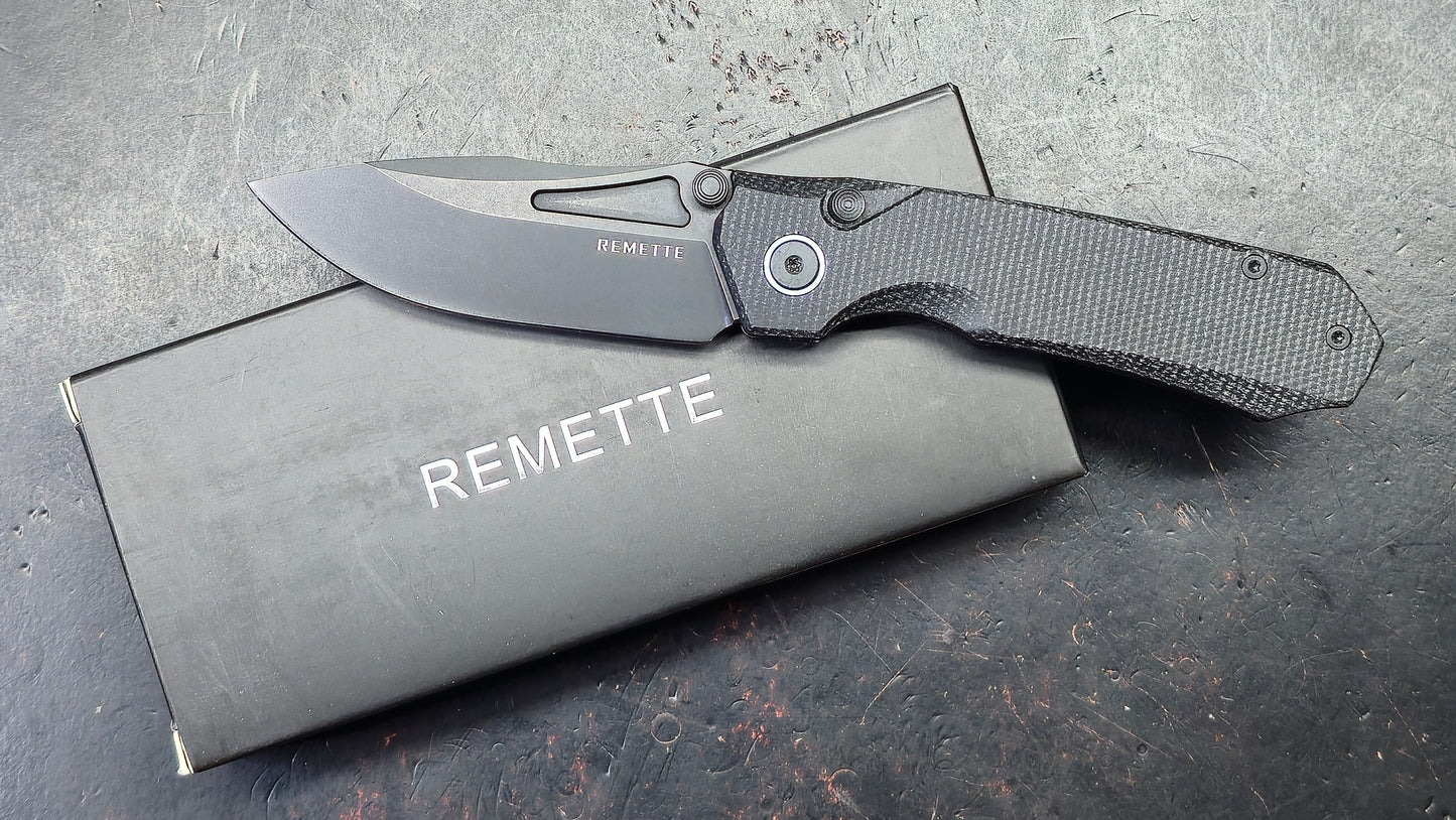 Remette Rhino Button Liner Lock Micarta Handle 14C28N Steel Blade