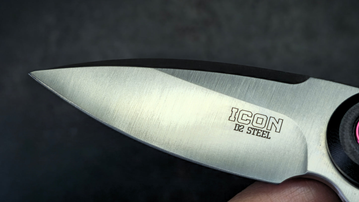 ICON Drop Point Knife with Ceramic Bearings G-10 Handle D2 Blade