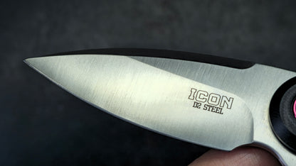 ICON Drop Point Knife with Ceramic Bearings G-10 Handle D2 Blade
