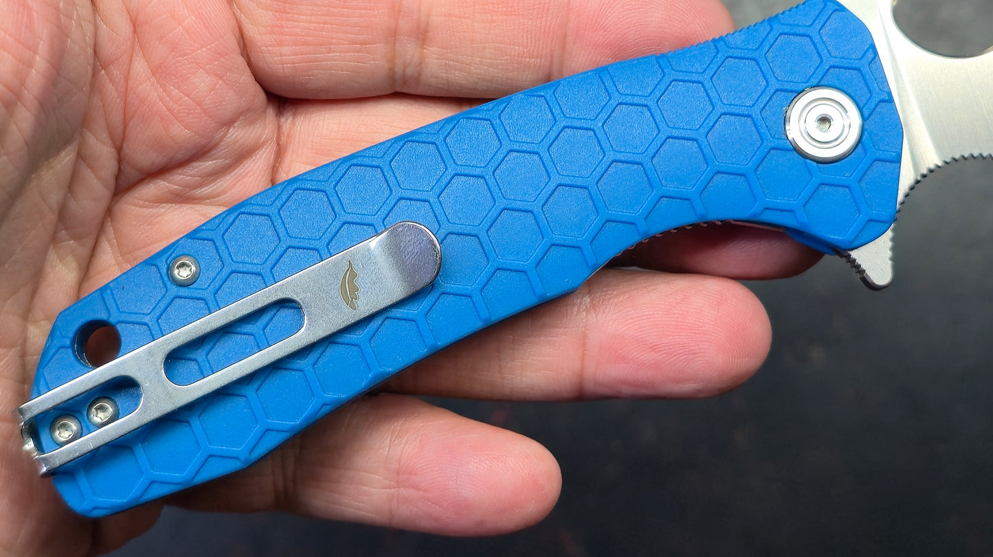 Honey Badger Large Folding Knife Blue FRN Handle 8CR13MOV Blade