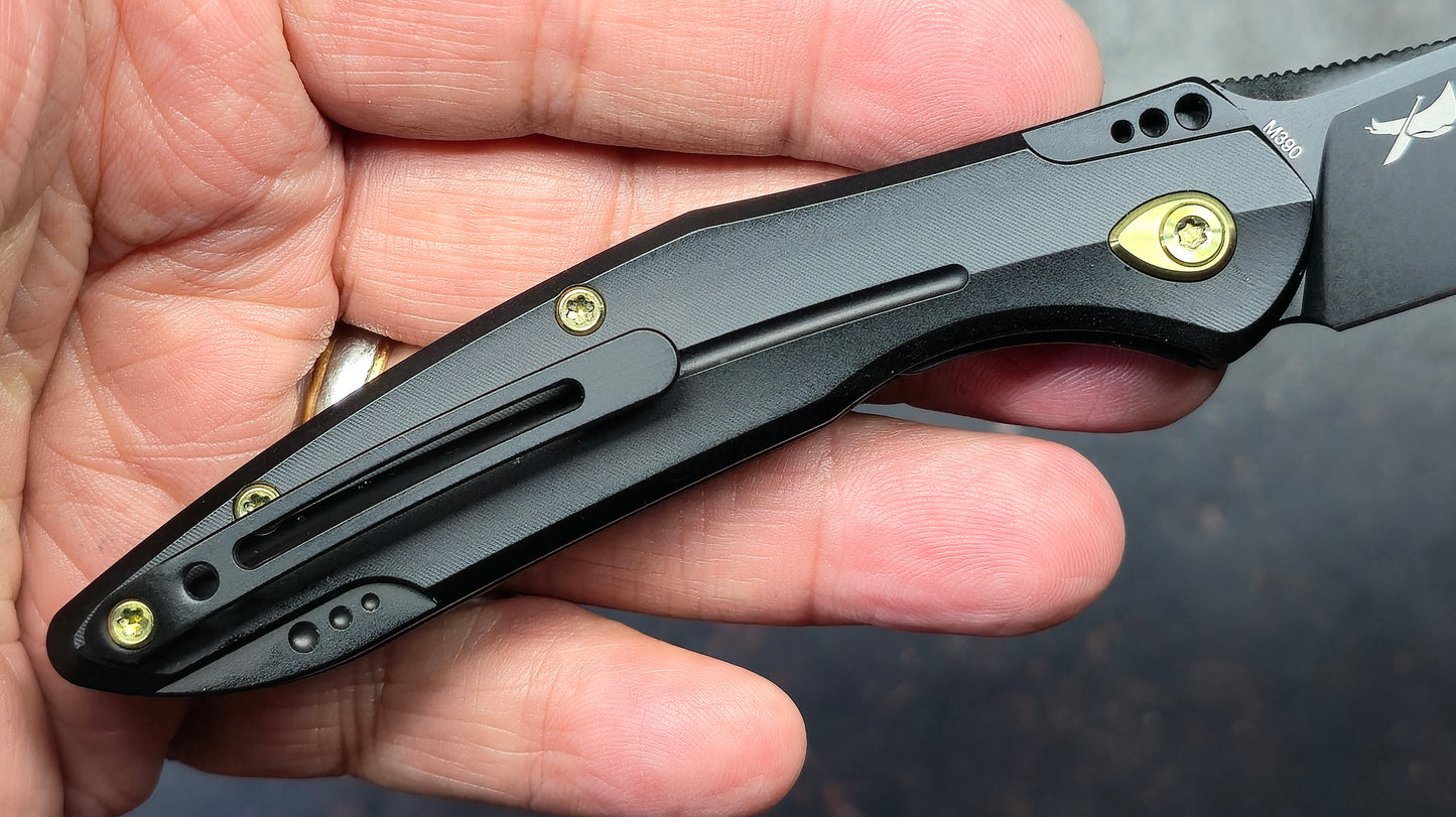 Kubey Barracuda Black Titanium M390 Blade