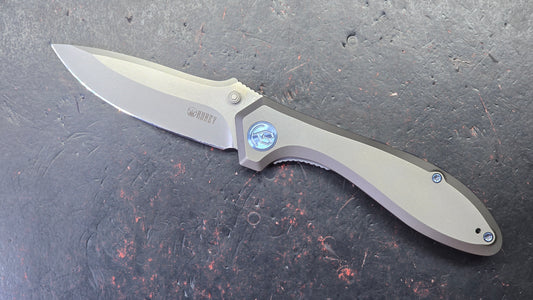 Kubey Ruckus Titanium Handle Bead blasted CPM 20CV Blade