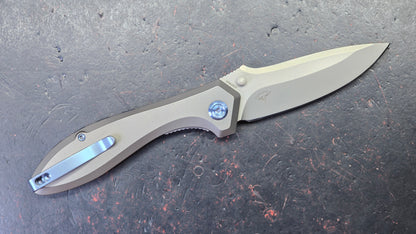 Kubey Ruckus Titanium Handle Bead blasted CPM 20CV Blade
