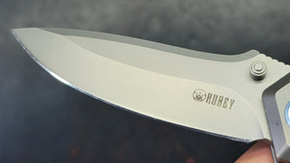 Kubey Ruckus Titanium Handle Bead blasted CPM 20CV Blade
