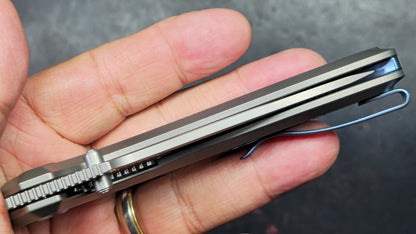 Kubey Ruckus Titanium Handle Bead blasted CPM 20CV Blade