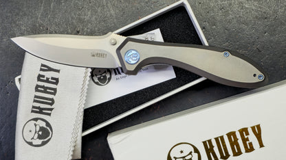 Kubey Ruckus Titanium Handle Bead blasted CPM 20CV Blade