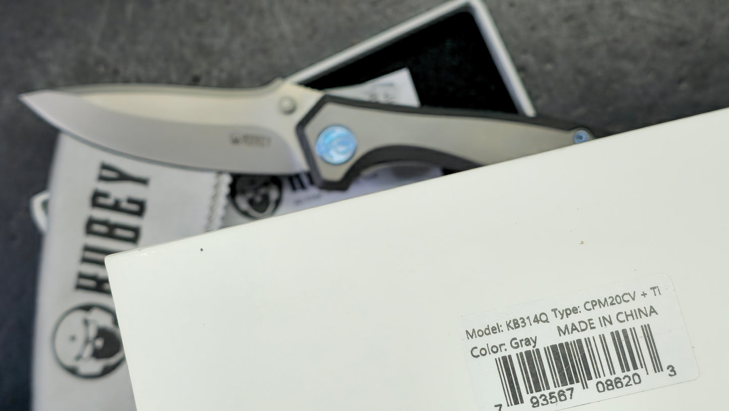 Kubey Ruckus Titanium Handle Bead blasted CPM 20CV Blade