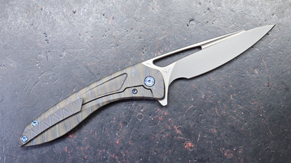 Kubey Veloce Flamed Titanium Handle CPM-S90V Blade