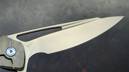 Kubey Veloce Flamed Titanium Handle CPM-S90V Blade