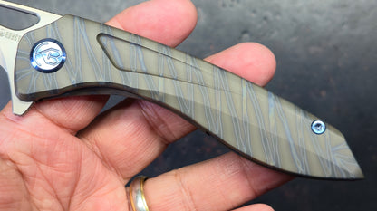 Kubey Veloce Flamed Titanium Handle CPM-S90V Blade