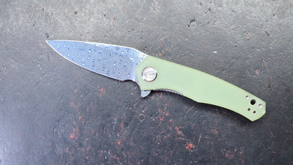 Kubey Cadmus Linerlock G-10 Handle Damascus Blade