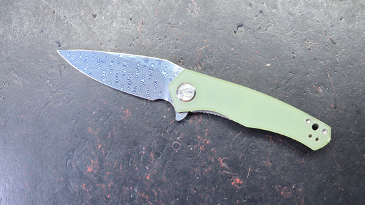 Kubey Cadmus Linerlock G-10 Handle Damascus Blade