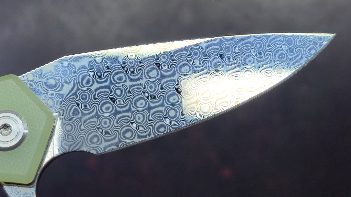 Kubey Cadmus Linerlock G-10 Handle Damascus Blade