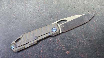 Kubey Verijero Flame Titanium Handle 14C28N Blade