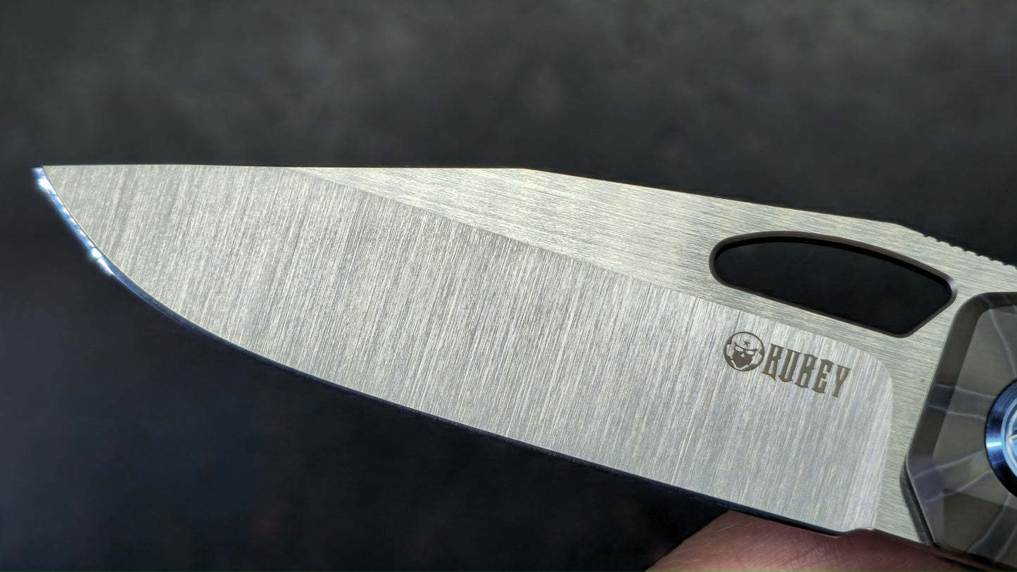 Kubey Verijero Flame Titanium Handle 14C28N Blade