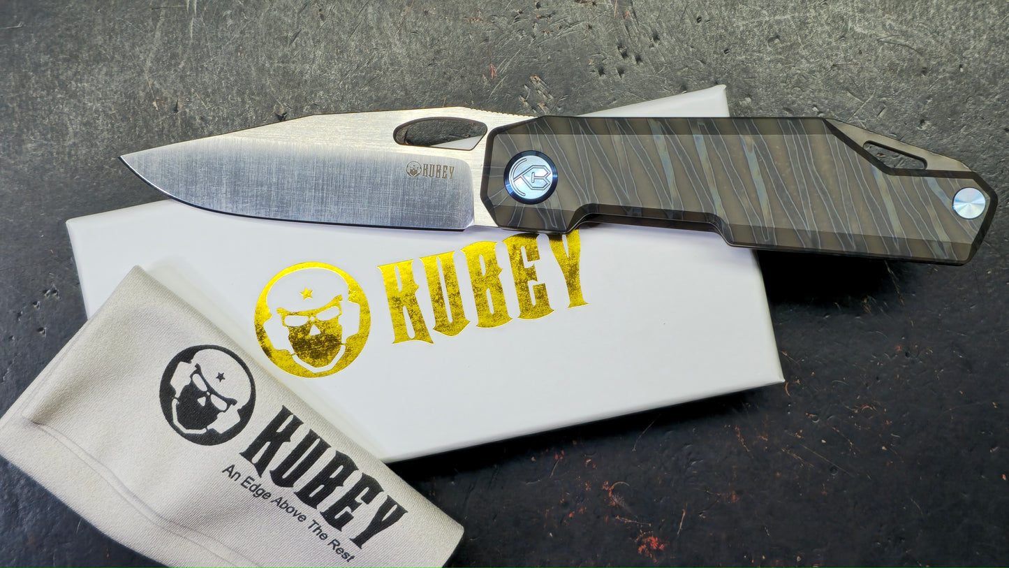 Kubey Verijero Flame Titanium Handle 14C28N Blade