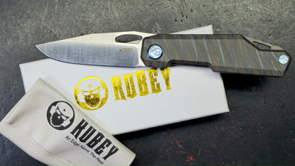 Kubey Verijero Flame Titanium Handle 14C28N Blade