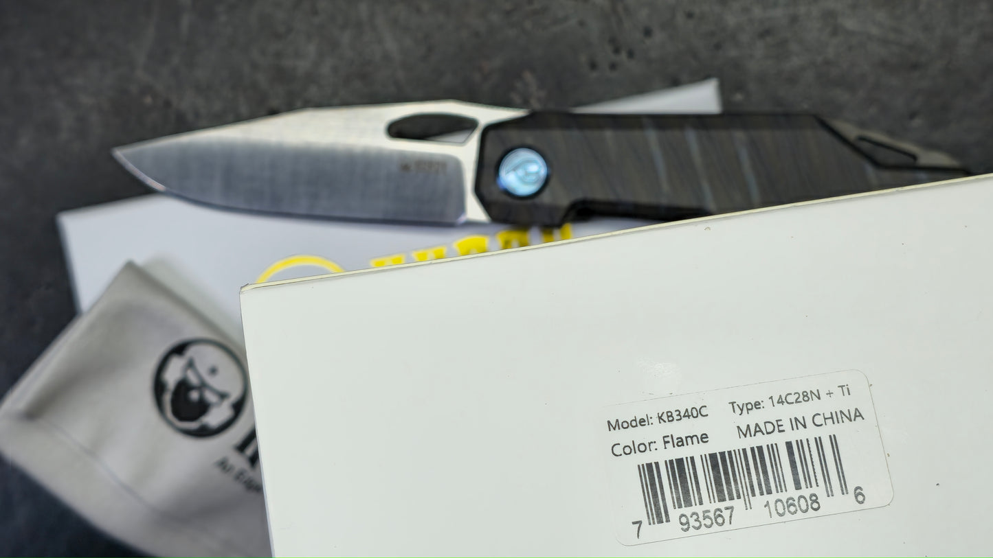 Kubey Verijero Flame Titanium Handle 14C28N Blade