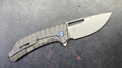 Kubey Hyperion Frame Lock Folding Knife Flame Titanium Handle S35VN
