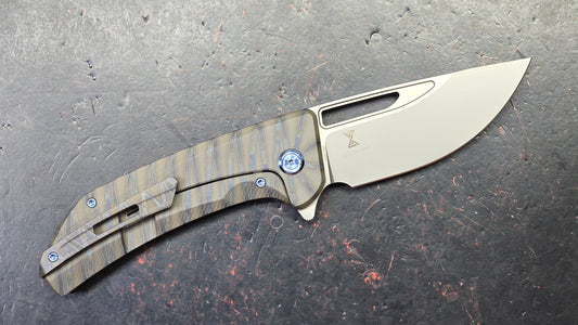 Kubey Hyperion Frame Lock Folding Knife Flame Titanium Handle S35VN