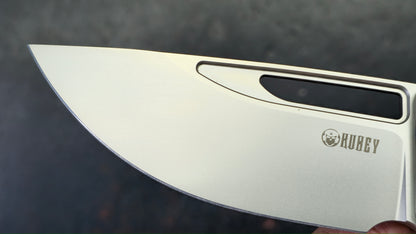 Kubey Hyperion Frame Lock Folding Knife Flame Titanium Handle S35VN