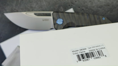 Kubey Hyperion Frame Lock Folding Knife Flame Titanium Handle S35VN