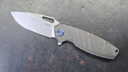 Kubey Tityus Stripe Titanium Handle 14c28n Blade