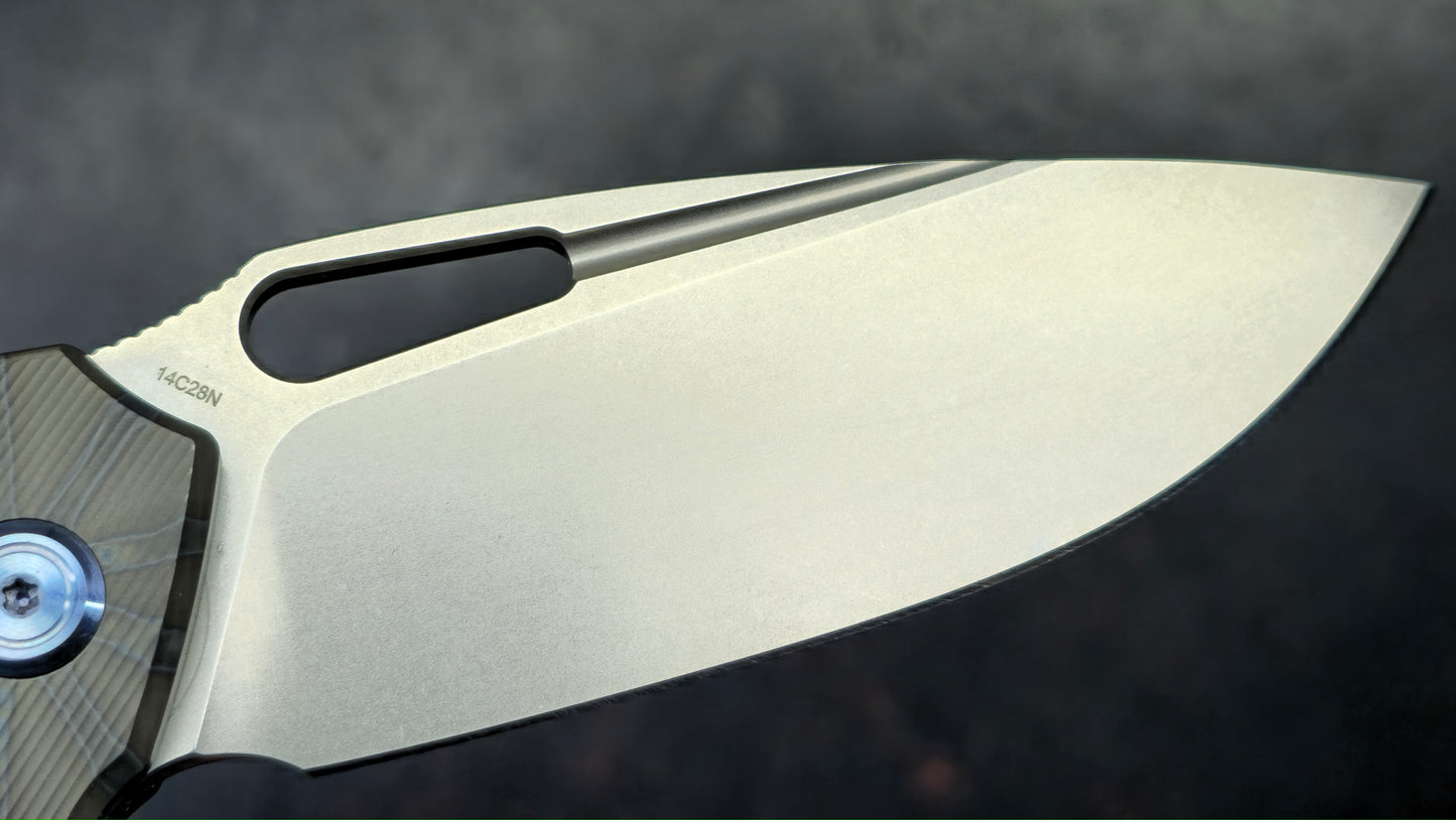 Kubey Tityus Stripe Titanium Handle 14c28n Blade