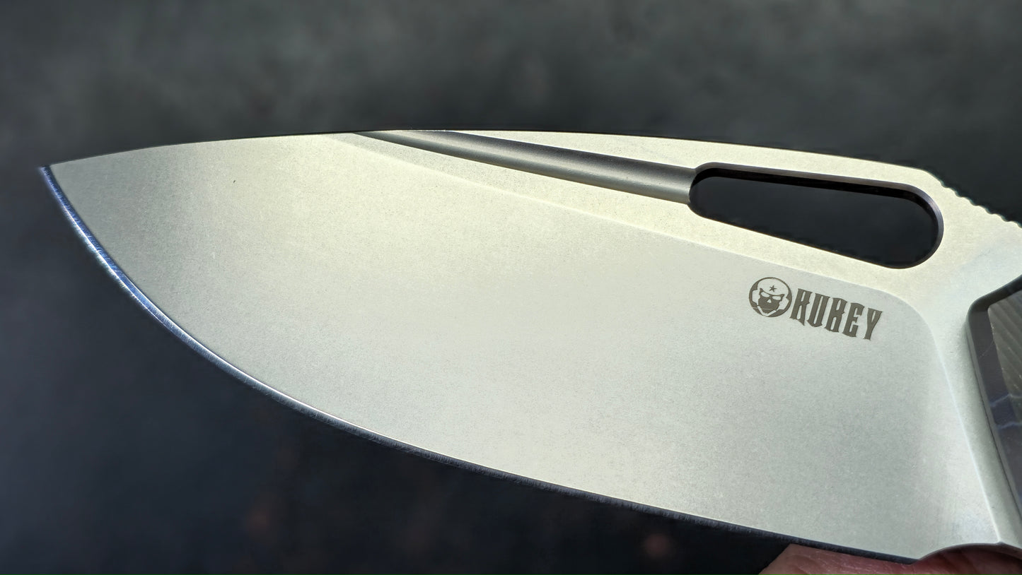 Kubey Tityus Stripe Titanium Handle 14c28n Blade