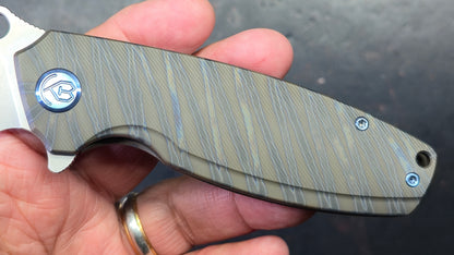 Kubey Tityus Stripe Titanium Handle 14c28n Blade