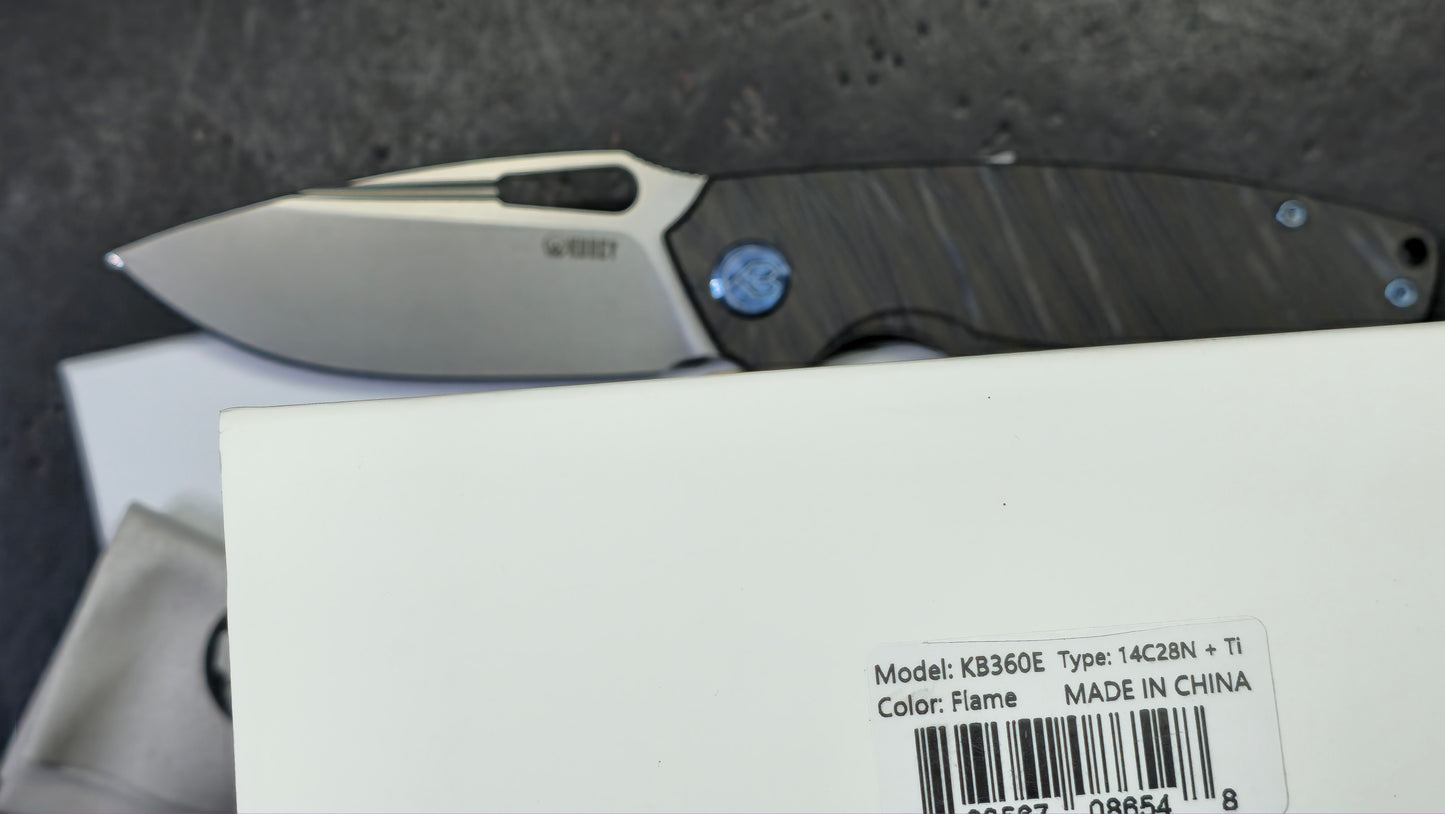 Kubey Tityus Stripe Titanium Handle 14c28n Blade