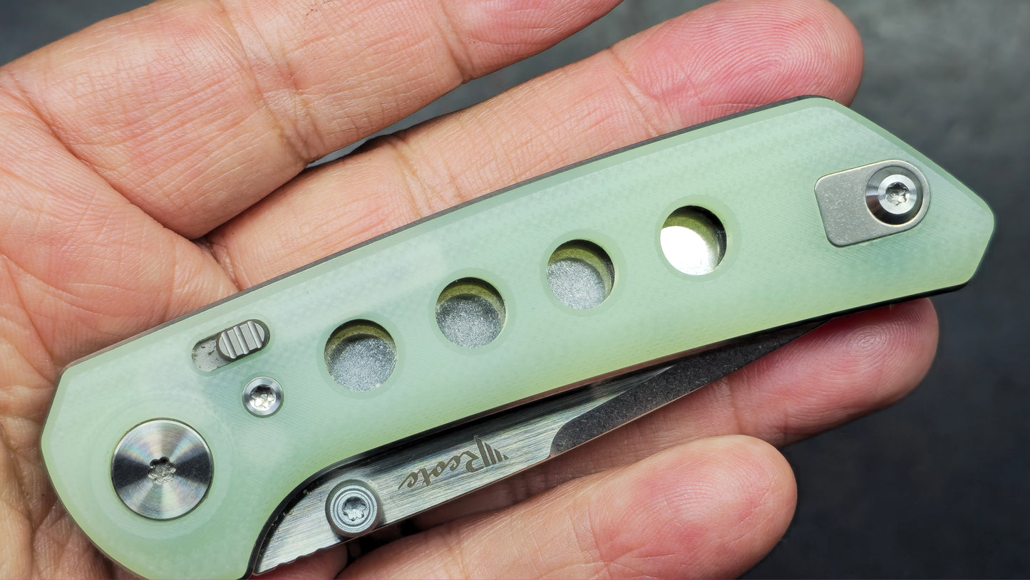 Reate PL-XT Folding Knife Jade G10 Handle Nitro-V Blade