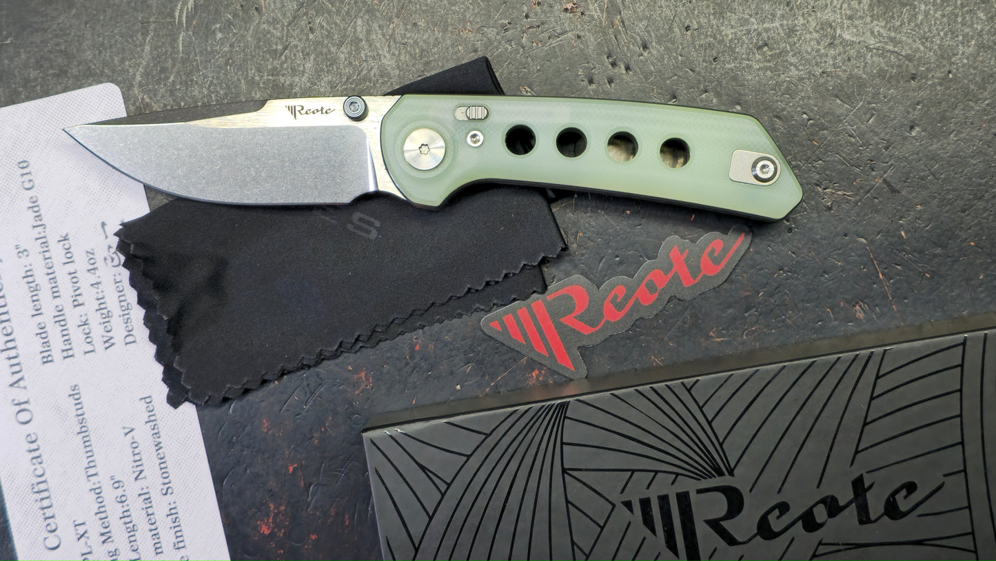 Reate PL-XT Folding Knife Jade G10 Handle Nitro-V Blade