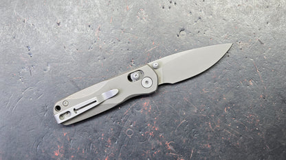 Bestechman Sprite Folding Knife Dark Bead Blast Stonewash Titanium Handle M390